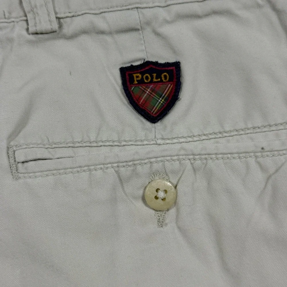 Polo Golf Ralph Lauren Mens Tan Beige Pleated Chino Shorts‎ Cotton Size 37